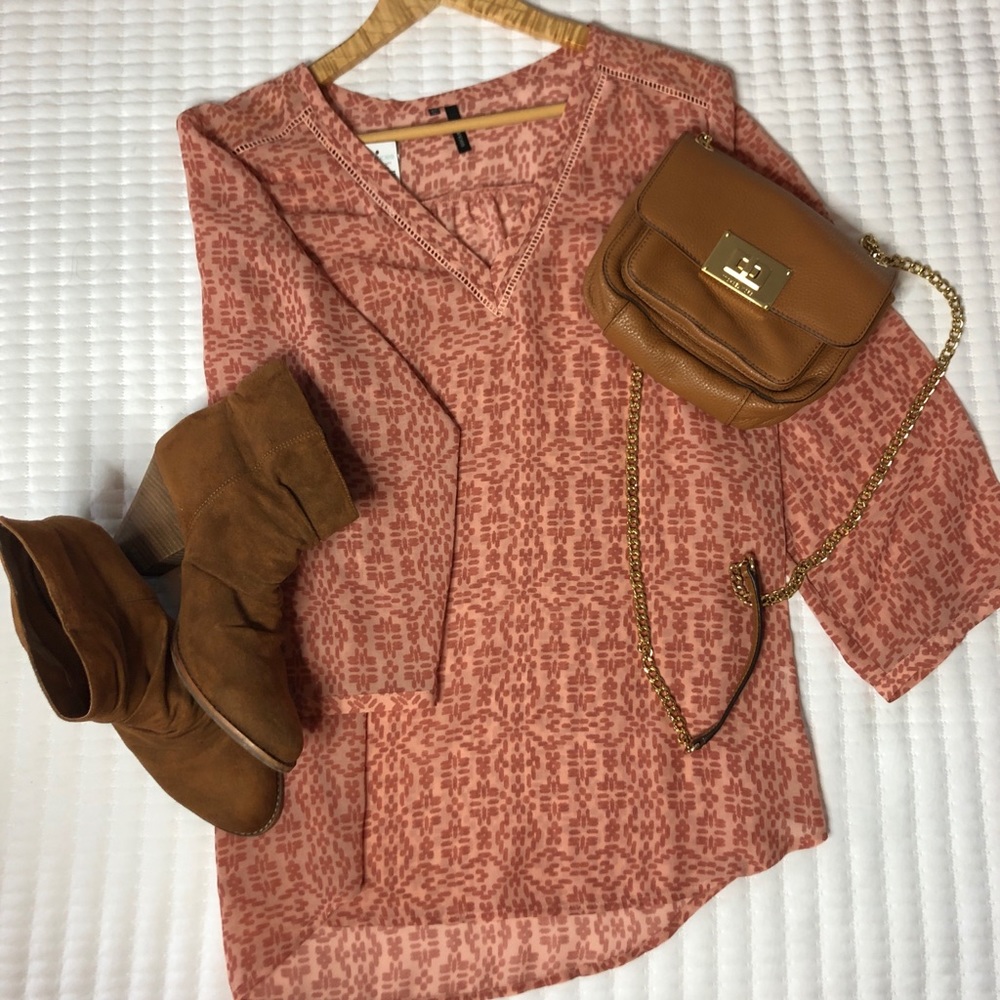 Maurices Pink Boho Pattern Blouse Size XL